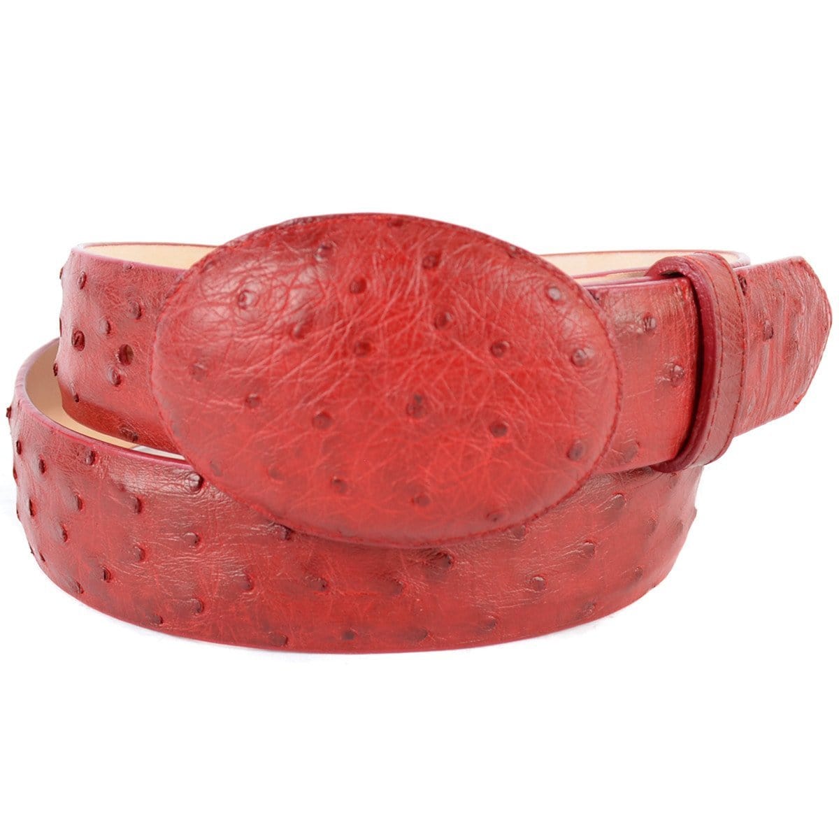 Wild West Ostrich Skin Cowboy Belt in Red