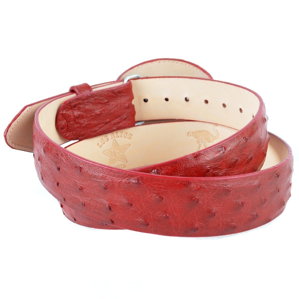 Wild West Ostrich Skin Cowboy Belt in Red