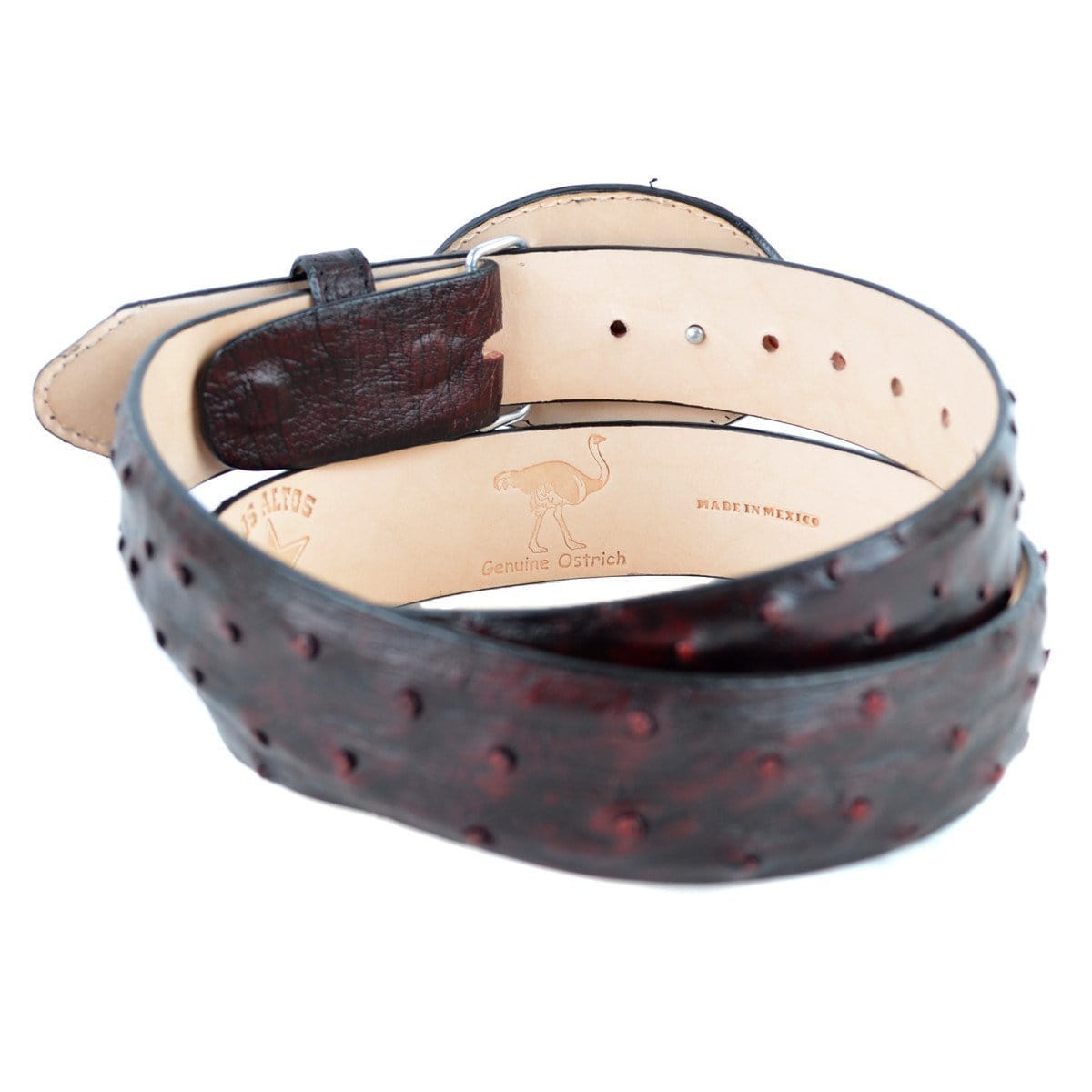 Wild West Ostrich Cowboy Belt Black Cherry