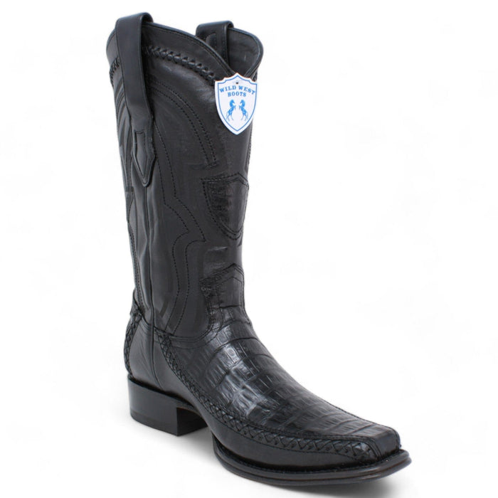 Wild West Caiman Belly & Deer Square Toe Boots