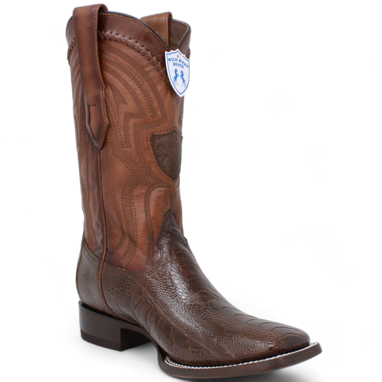 Wild West Ostrich Leg Ranch Toe Cowboy Boots