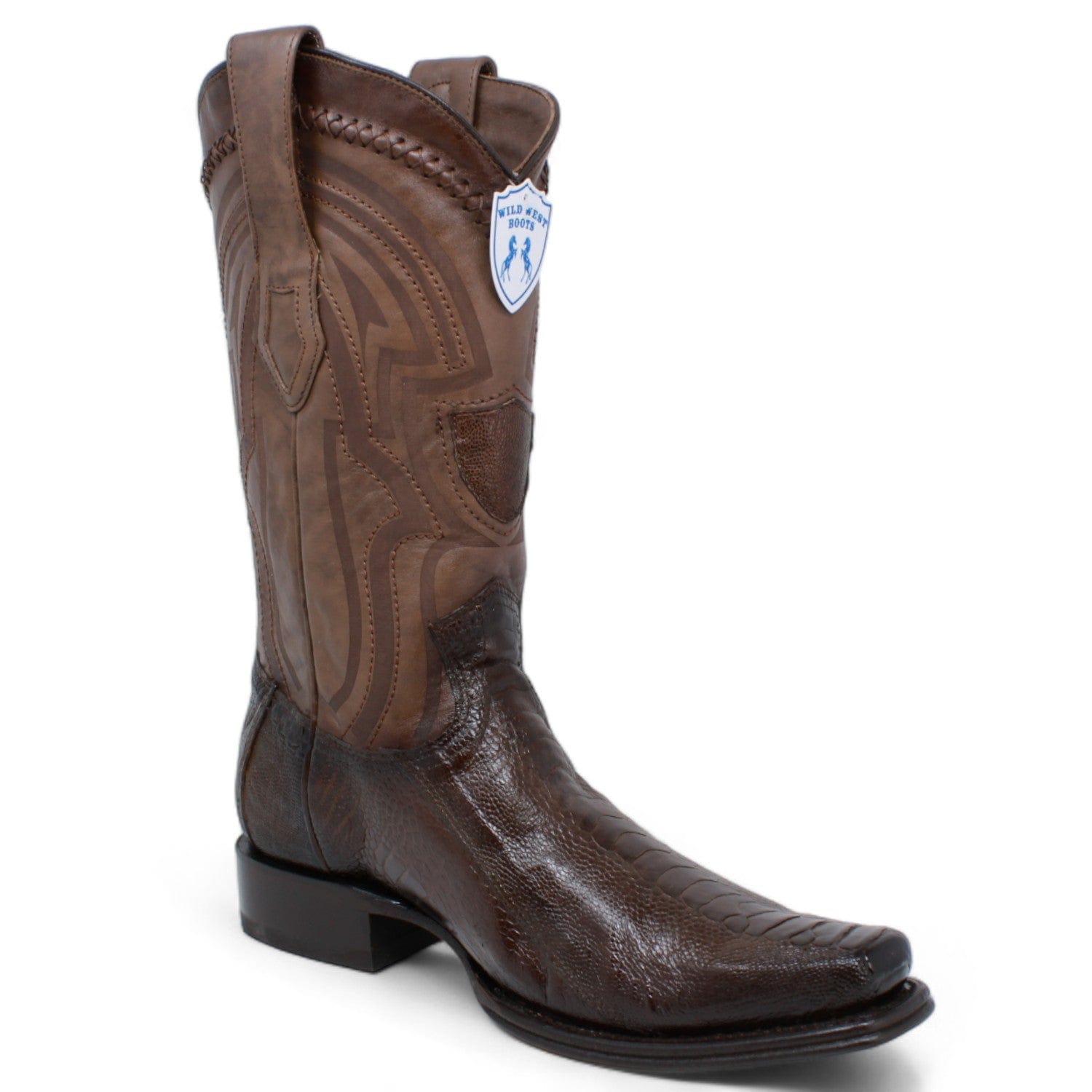 Wild West Ostrich Leg Square Toe Boots for Men
