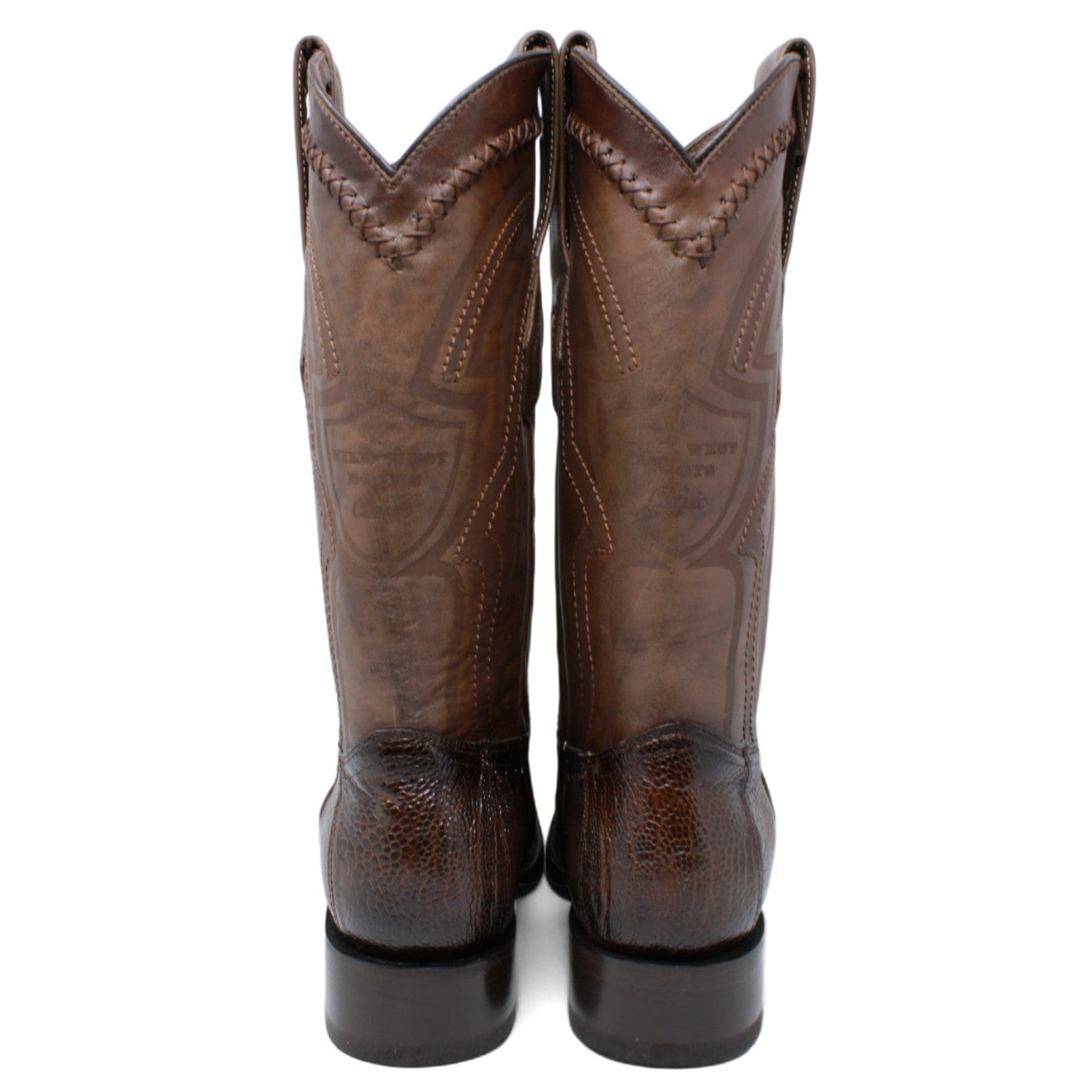Wild West Ostrich Leg Square Toe Boots for Men