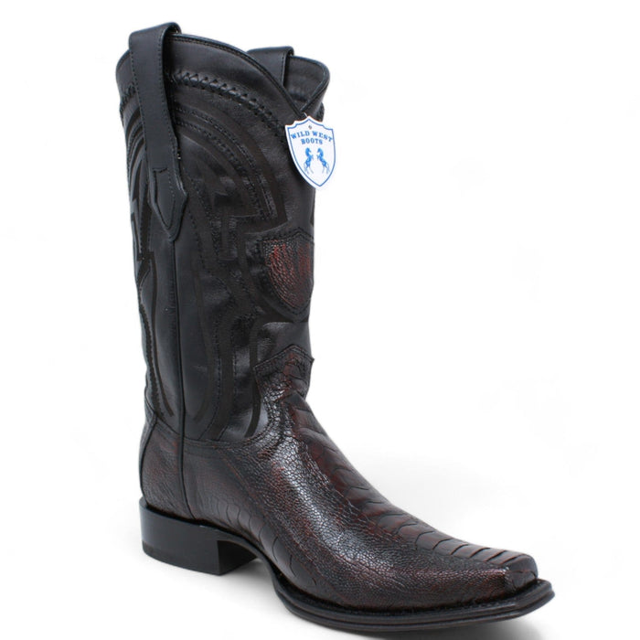 Wild West Ostrich Leg Square Toe Boots for Men