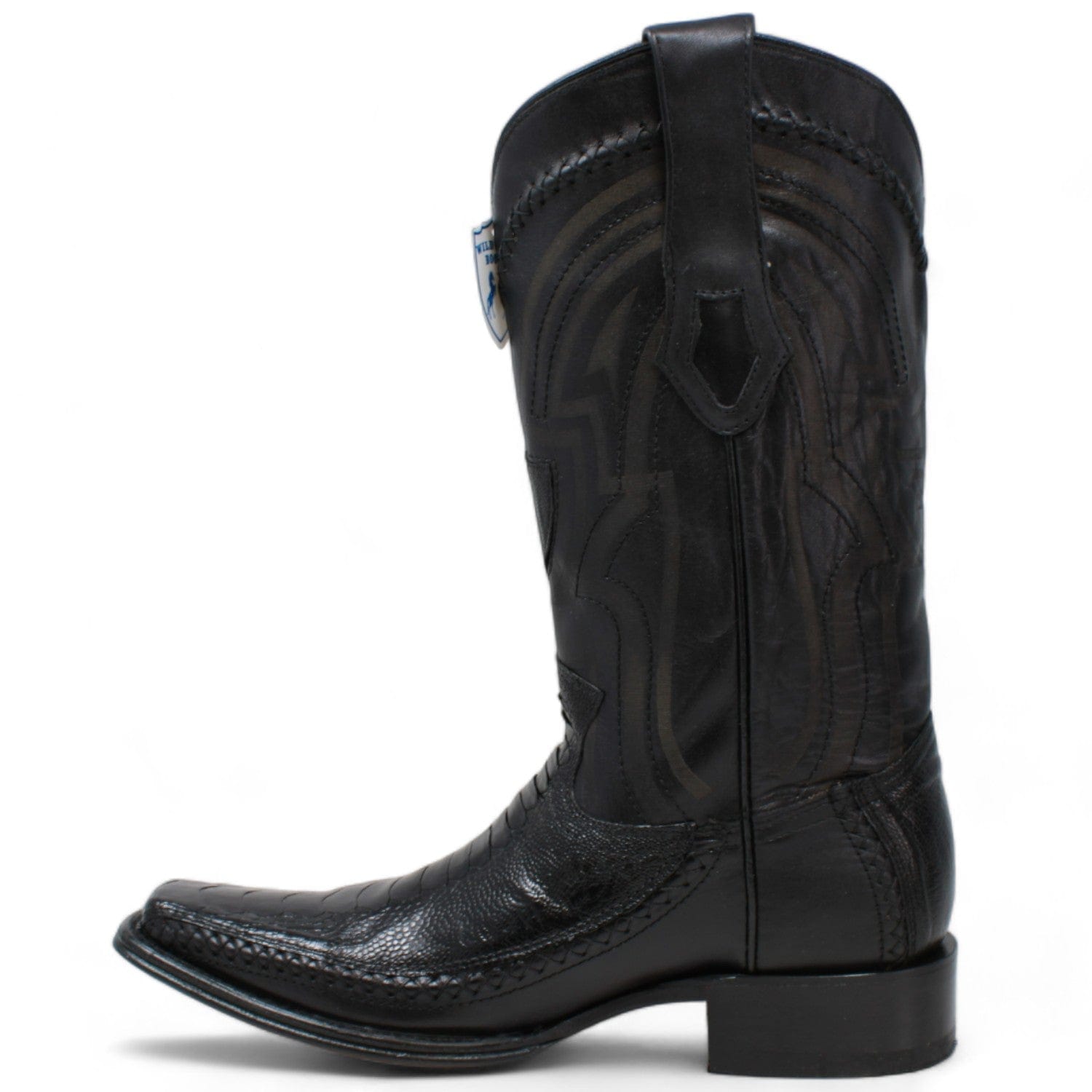 Wild West Ostrich Leg & Deer Square Toe Boots