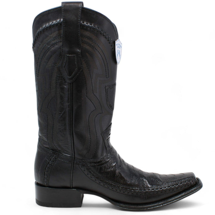 Wild West Ostrich Leg & Deer Square Toe Boots