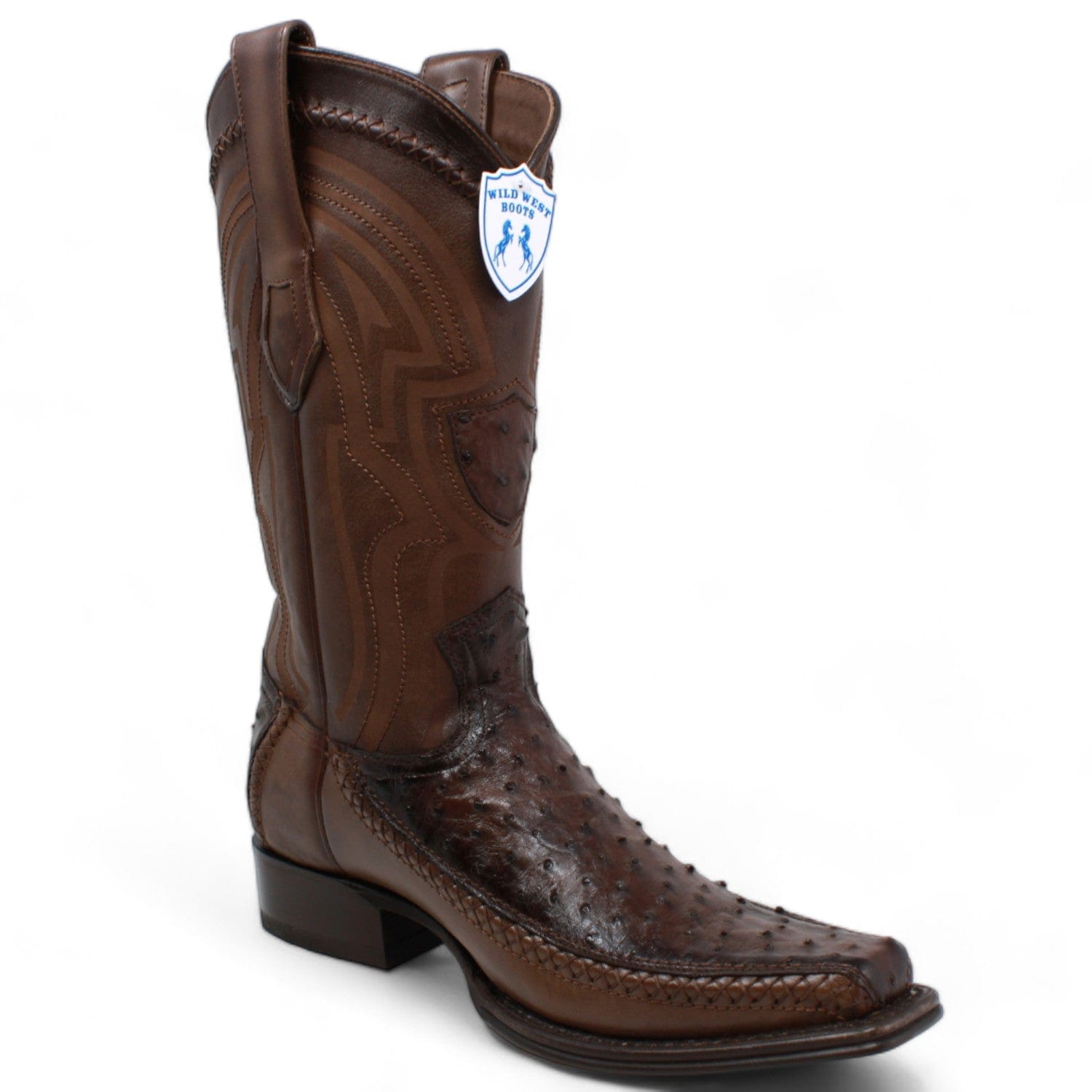 Wild West Ostrich & Deer Skin Square Toe Boots