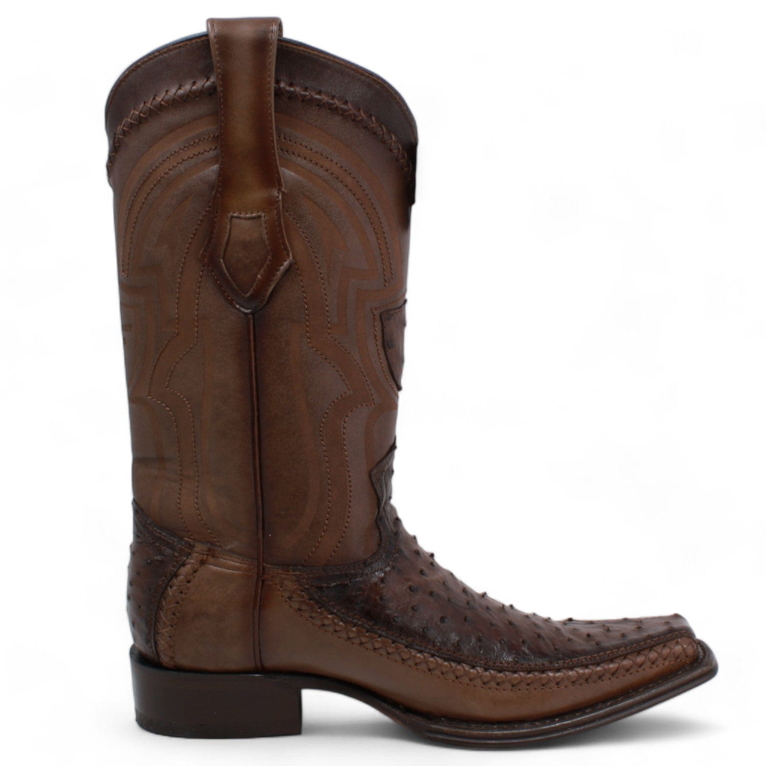 Wild West Ostrich & Deer Skin Square Toe Boots