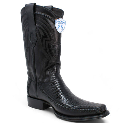 Men's Teju Lizard & Deer Skin Square Toe Boots