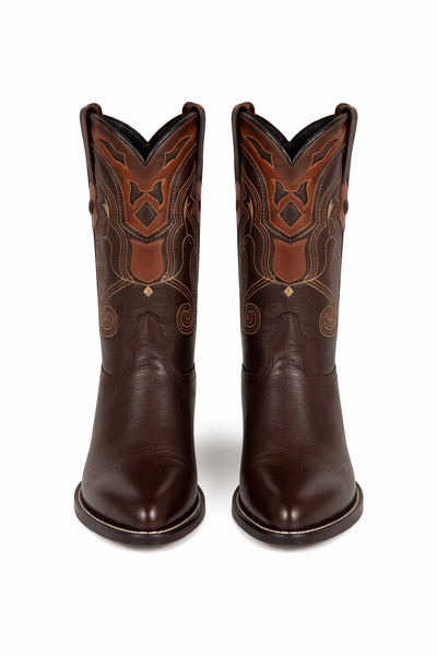 Deer Leather Brown Cowboy Boots