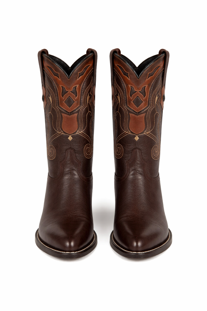 Deer Leather Brown Cowboy Boots
