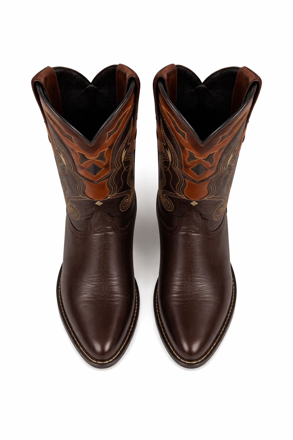 Deer Leather Brown Cowboy Boots