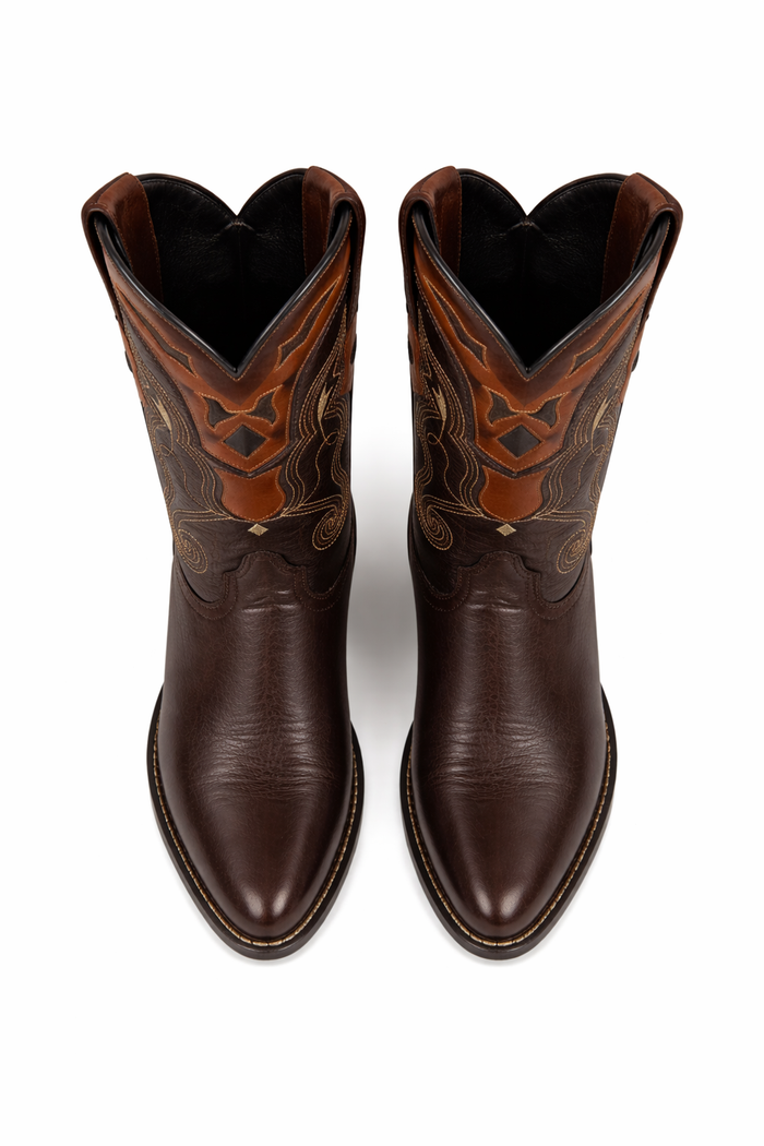 Deer Leather Brown Cowboy Boots