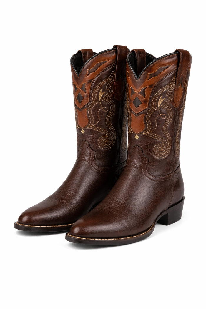 Deer Leather Brown Cowboy Boots