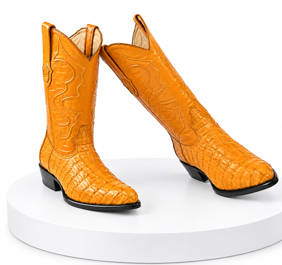 Wild West J-Toe Buttercup caiman ~ World Best Alligator ~ Gator Skin Tail Cowboy Boots