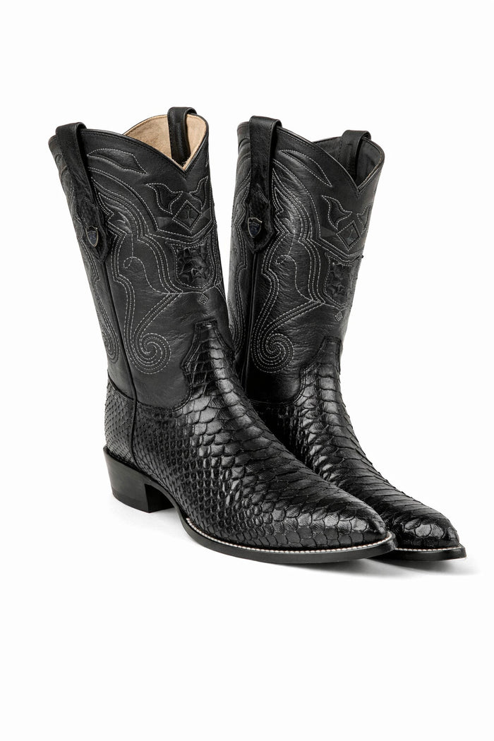Python Skin Yellow Gold J Toe Boots for Men