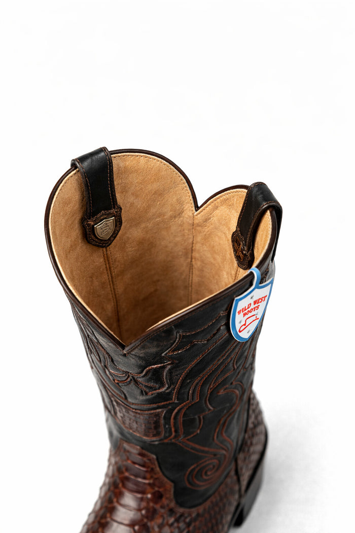 Python Skin Yellow Gold J Toe Boots for Men