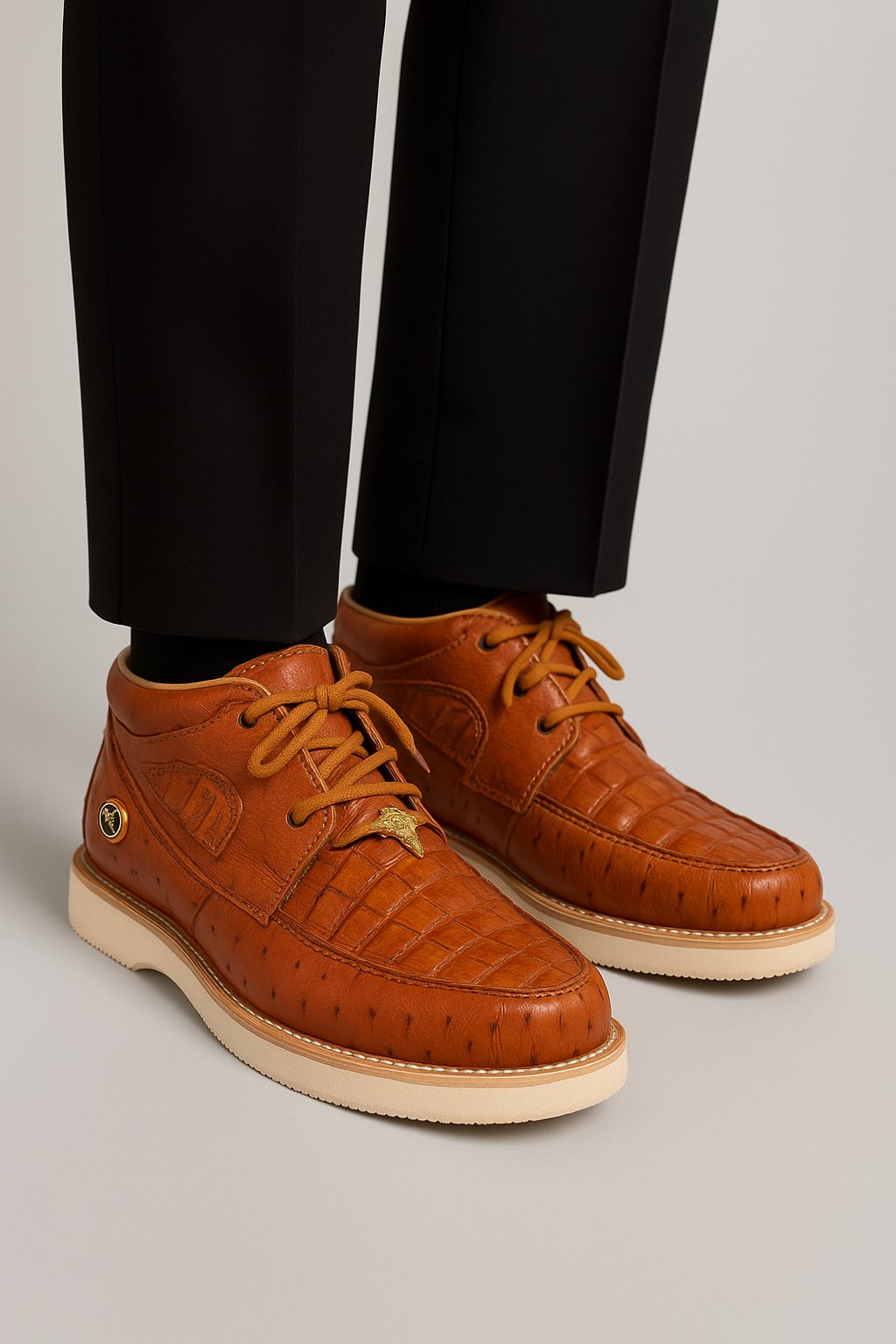 Caiman & Ostrich Skin Western Shoes for Men