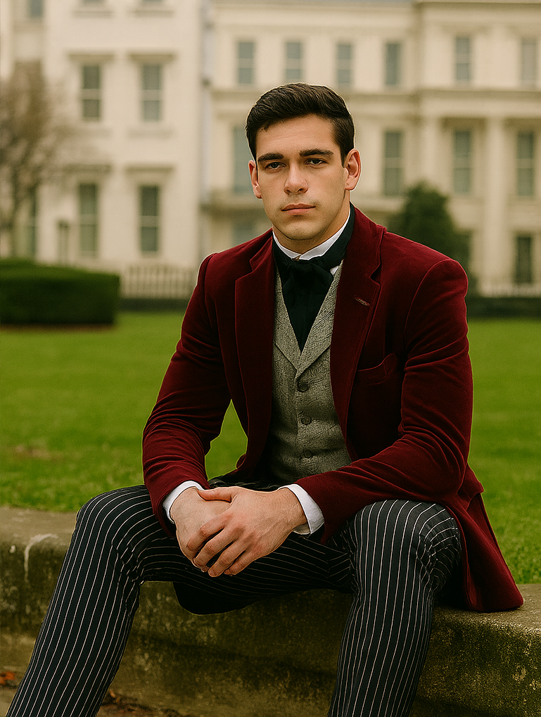 Wine Velvet Roderick Smoking Jacket - Mens Wear
