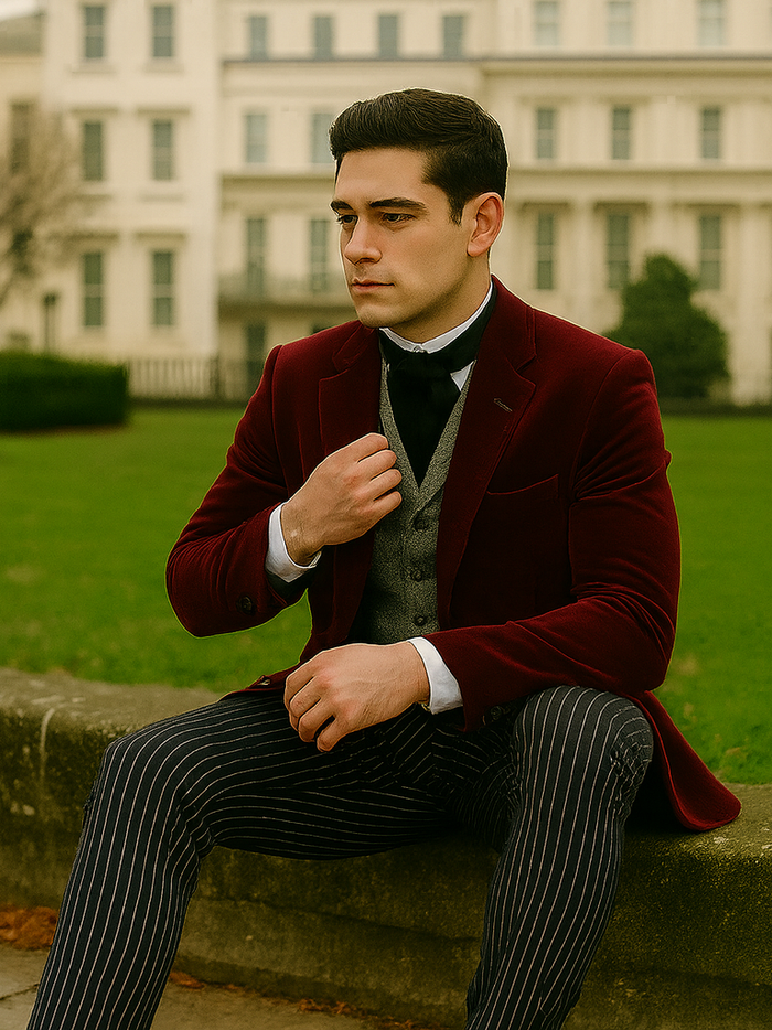 Wine Velvet Roderick Smoking Jacket - Mens Wear