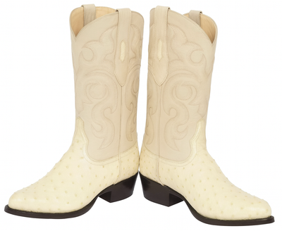 Winter-White Ostrich Cowboy Boots