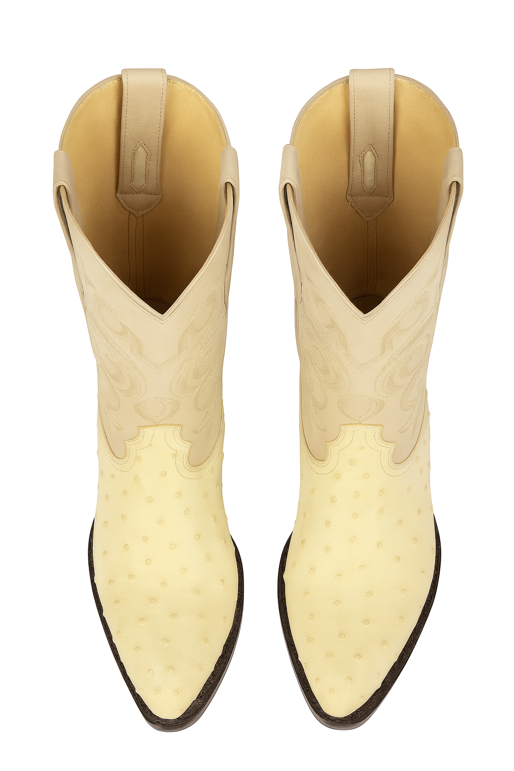 Winter-White Ostrich Cowboy Boots