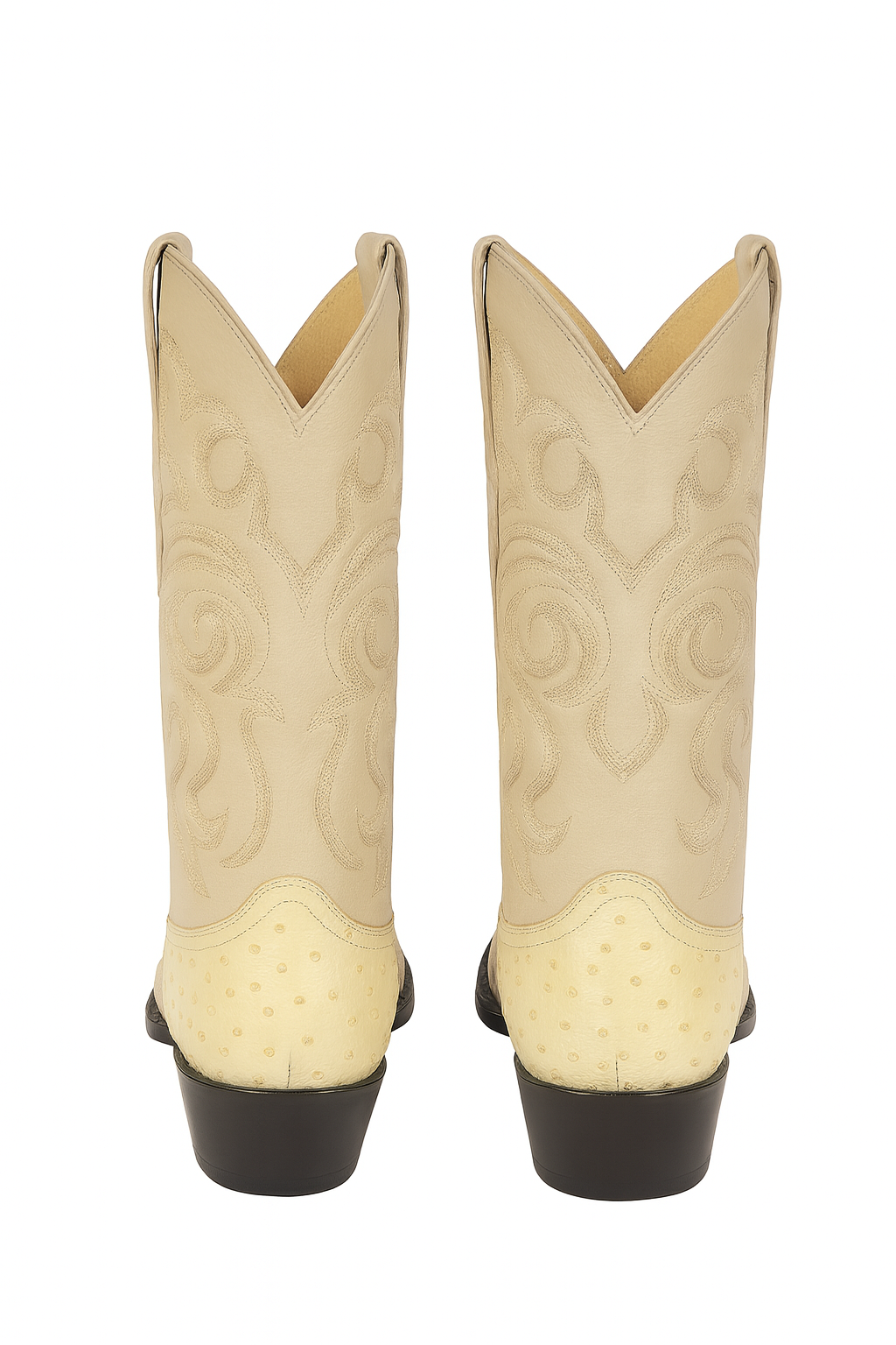 Winter-White Ostrich Cowboy Boots
