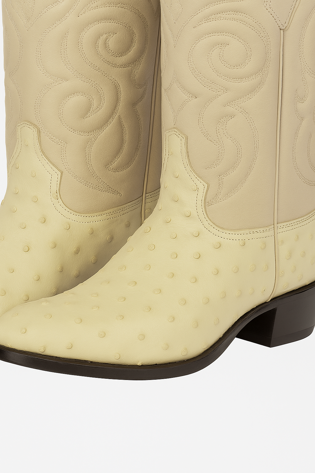 Winter-White Ostrich Cowboy Boots