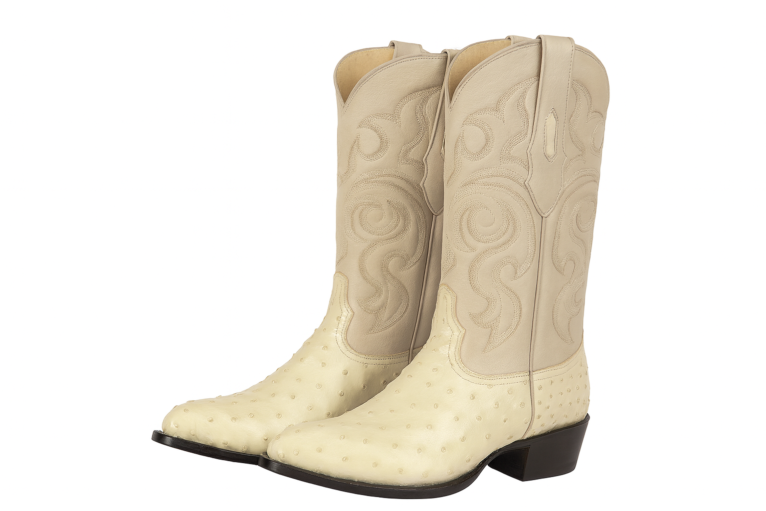 Winter-White Ostrich Cowboy Boots