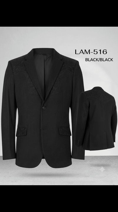Mens SUEDE Cowboy Blazer Ultra Slim Fit LAM-516 in Color Black