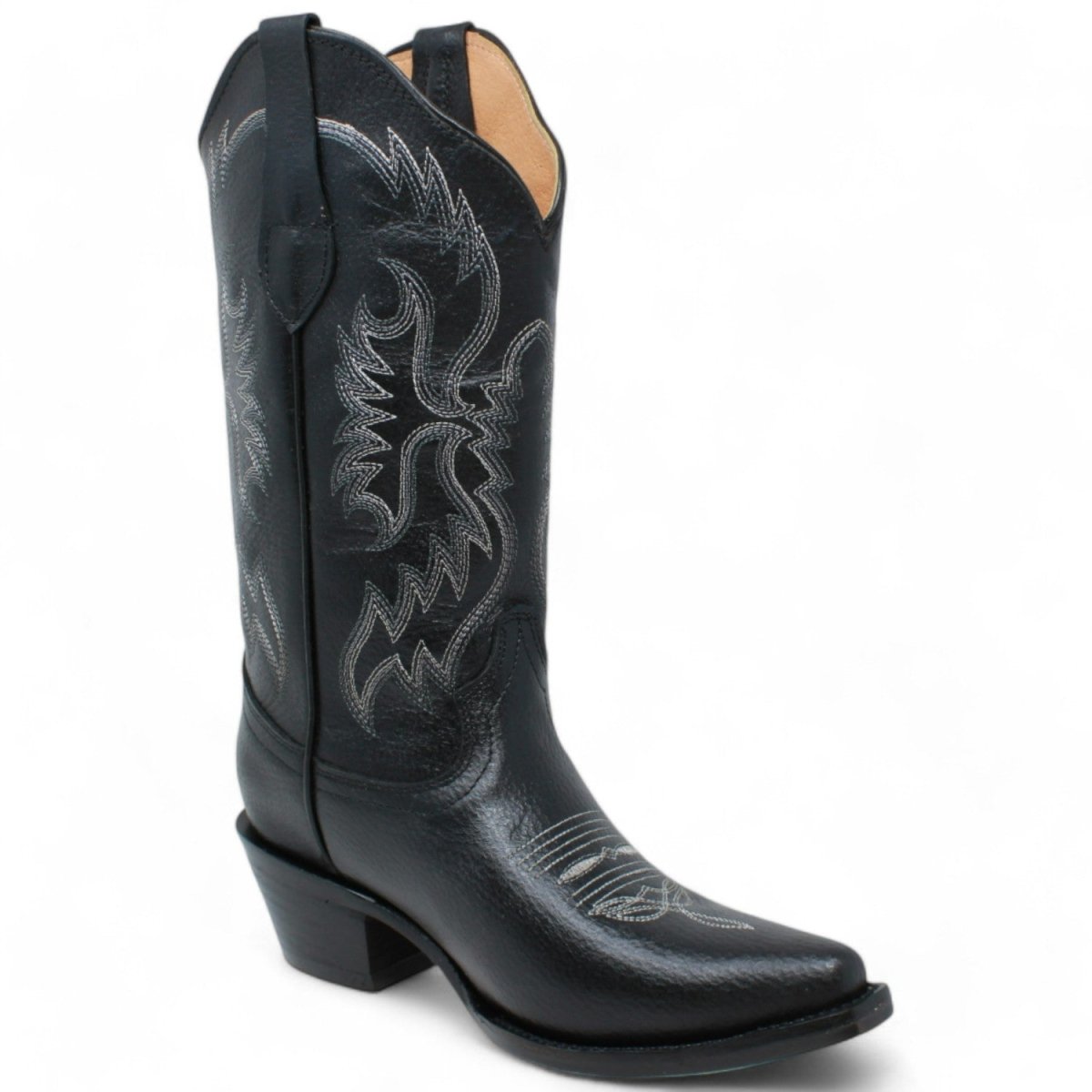 Women's Snip Toe Leather Boots Black