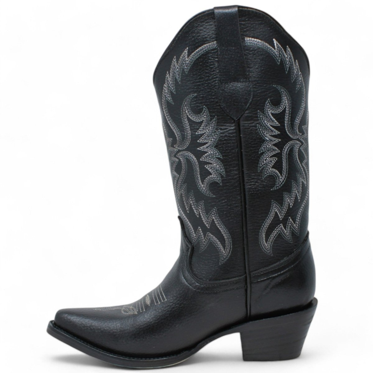 Women's Snip Toe Leather Boots Black