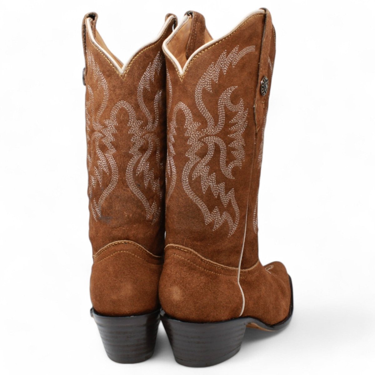 Women's Snip Toe Leather Suede Boots Brown