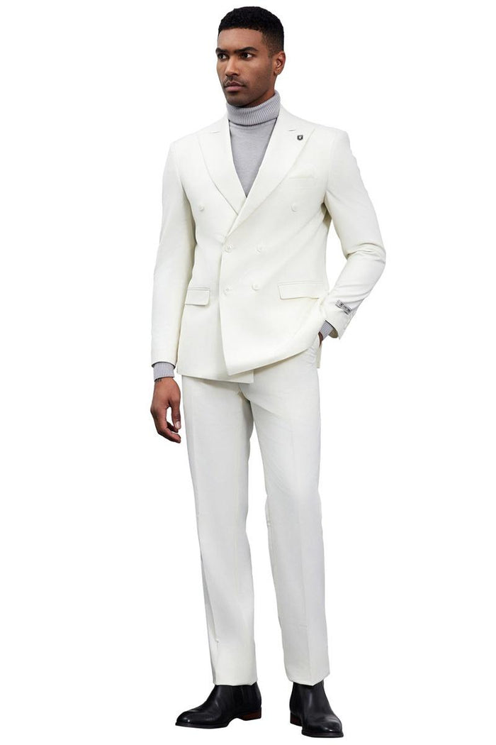 Stacy Adams Ivory Double Breasted Suit