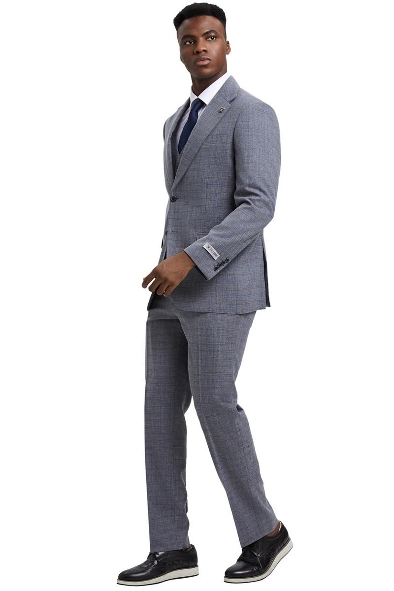 Stacy Adams Modern Fit Light Grey Vested Suit