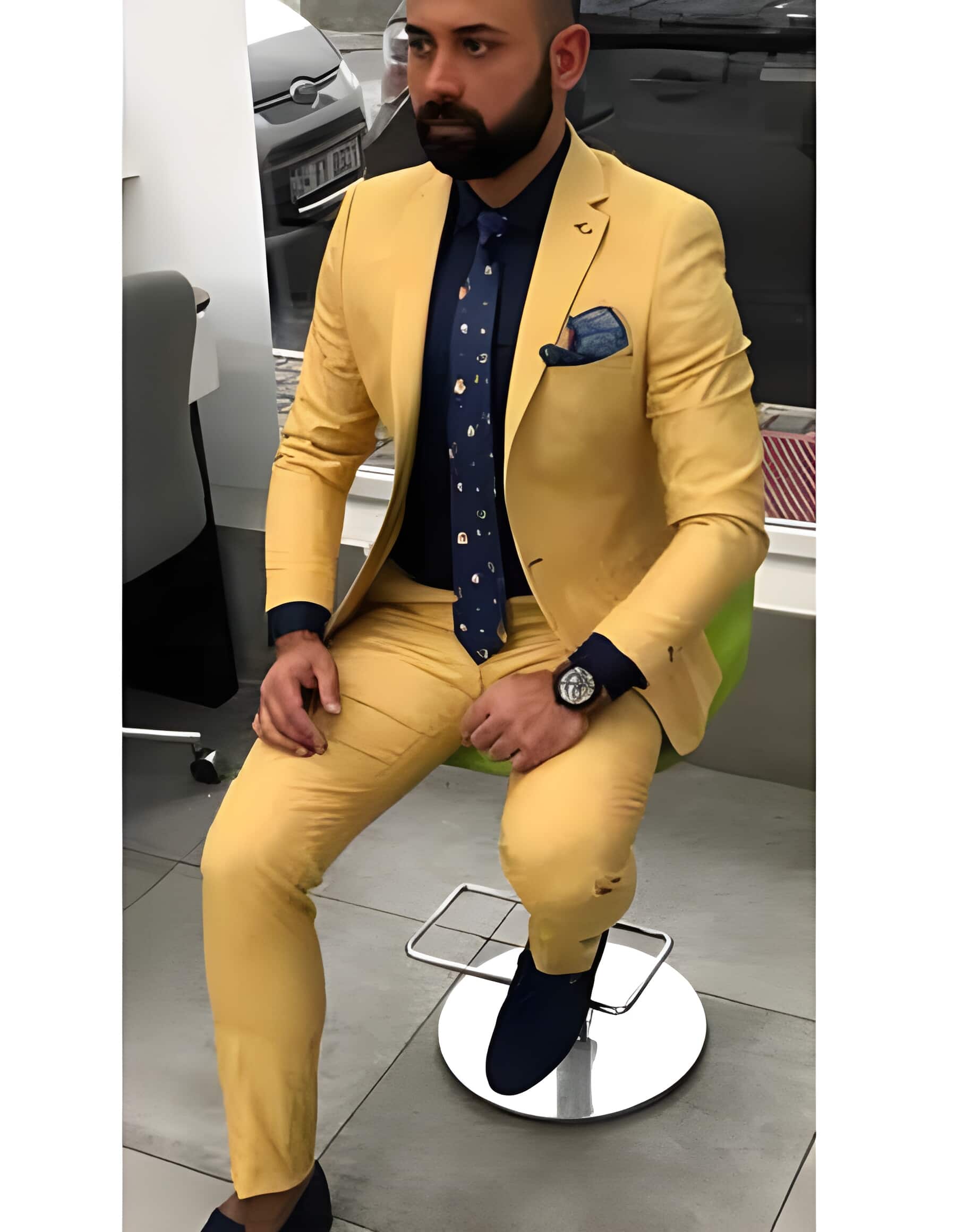 Yellow Buttons Closure  Blazer
