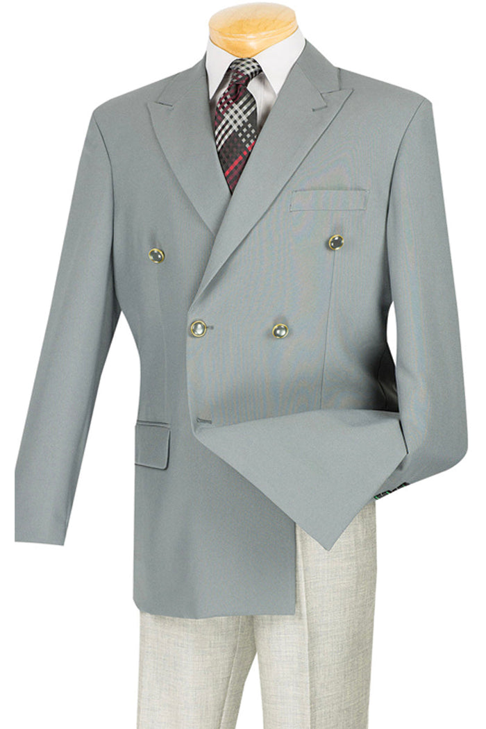 Double Breasted Grey Poplin Blazer for Men