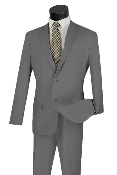 2 Button Classic Fit Poplin Suit - Medium Grey