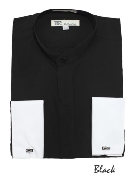 french cuff black dress shirt