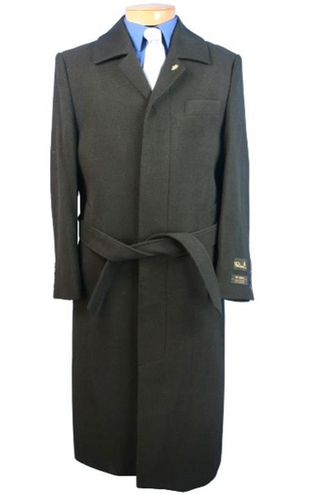  Blu Martini Aero Dark color black Full Length Wool fabric Blend Long men's Dress Topcoat -  Winter coat