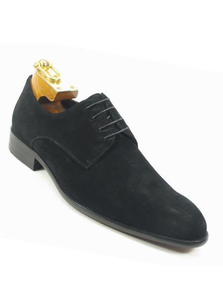 Black Laceup Style Suede Fashionable Shoes