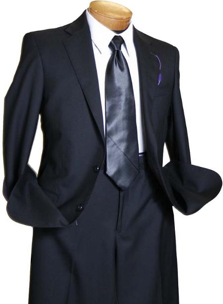  Dark color Black Wedding / Prom Two buttons Wool fabric Italian Design Cheap Priced Fitted Tapered cut Suit 