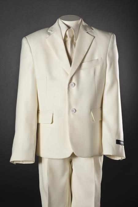  Children Kids Boys 5 Piece Two buttons Ivory Suit 