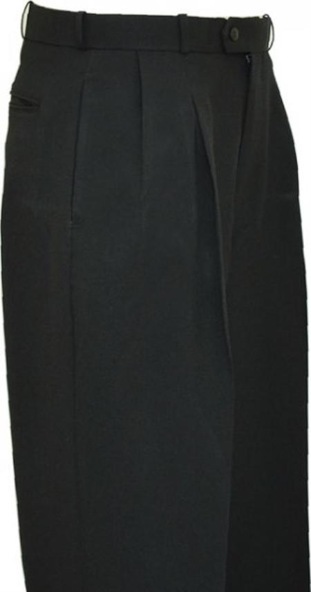 Mens Pleated Dress Pants Basic Solid Plain Dark color black Wide Leg Slacks Pleated creased baggy dress trousers