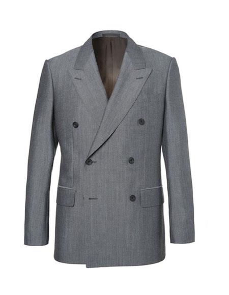 Peak Lapel Grey Double Breasted Suit