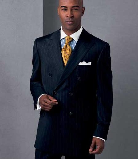 Double Breasted Navy Wool Suit