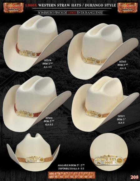 1,000x Durango western  Straw Hats 