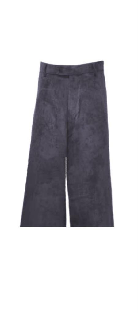Flat Front Corduroy Charcoal Pants