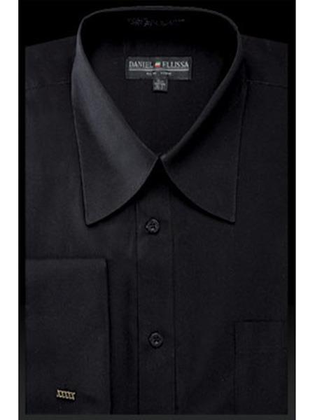 french cuff black dress shirt