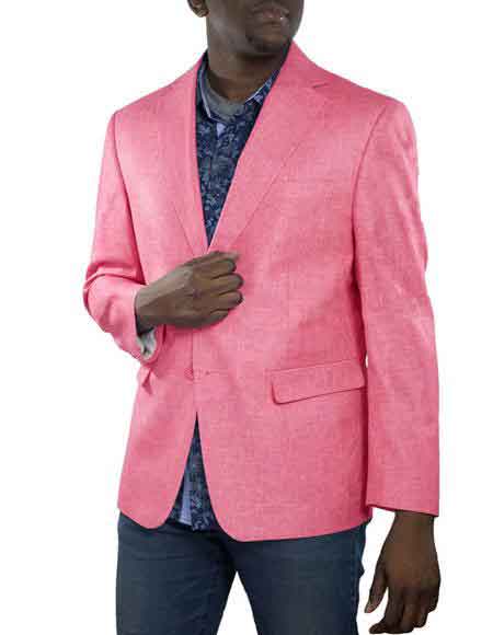  Fuchsia One Ticket Pocket Summer Fabric Linen Fabric 100% Linen For Beach Wedding outfit Best Inexpensive ~ Cheap ~ Discounted Blazer For Men Affordable Sport Coats Sale